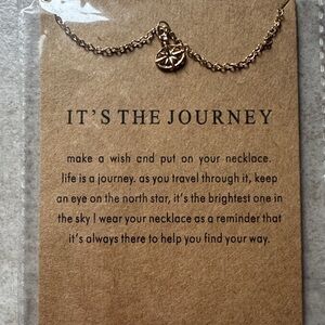 North Star Compass Charm Necklace - Gold